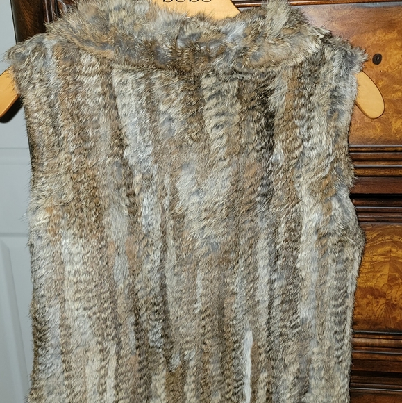 Rabbit Fur Large Lapel Womens Vest XS 0 - Picture 2 of 4